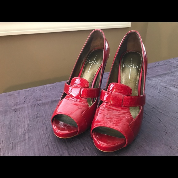 Linea Paola Shiny Patent RED heels 8 - Picture 3 of 16